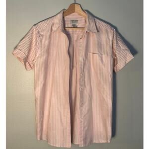 Women's Size 8 Vintage Cabin Creek Short Sleeve Pink Pin Stripe Button Up
